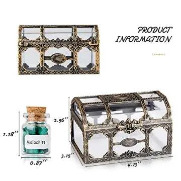 Crystal Chips Gemstone Bottles Set of Different Mini Crystals for Spell Jars, Healing Crystals for Witchcraft in Vintage Box, Chakra Crystals and Healing Stones Set Witch Gifts Witchcraft Supplies