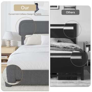 Modern Twin Size Boucle Bed Frame with Headboard