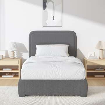 Modern Twin Size Boucle Bed Frame with Headboard