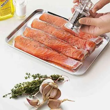 TeamFar Baking Sheet Set of 4, Stainless Steel Baking Pan Tray Cookie Sheet, Non Toxic & Healthy, Rust Free & Easy Clean - Dishwasher Safe