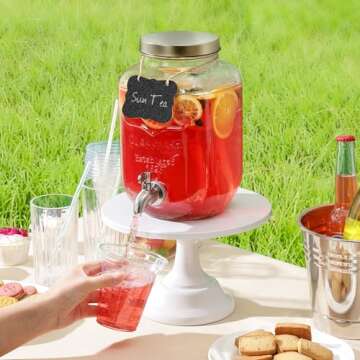 1 Gallon Drink Dispenser with Spigot 18/8 Stainless Steel – Airtight & Leakproof Glass Sun Tea Jar with Anti-Rust Lids, Beverage Dispenser for Parties - Laundry Detergent Holder