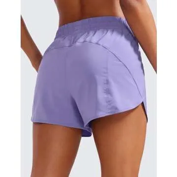 CRZ YOGA Womens High Waisted Running Shorts Mesh Liner 3'' Dolphin Quick Dry for Athletic Gym Track ...