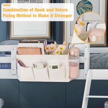 Lilithye Bedside Caddy Bedside Organizer Bedside Storage Caddy with Fixed Straps and Water Bottle Ho...