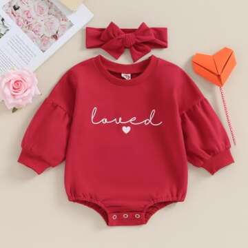 YINGISFITM Newborn Baby Girl Valentines Clothes Long Sleeve Onesie Bubble Romper Fall Winter Cute Ou...