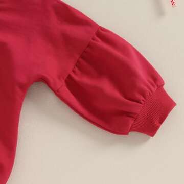 YINGISFITM Newborn Baby Girl Valentines Clothes Long Sleeve Onesie Bubble Romper Fall Winter Cute Outfits (Puff Sleeve Red, 0-3 Months)