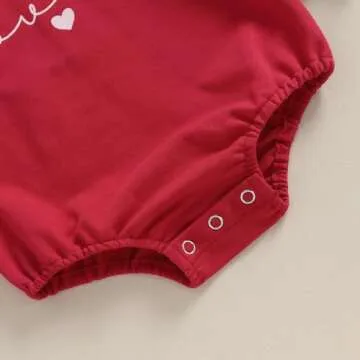 YINGISFITM Newborn Baby Girl Valentines Clothes Long Sleeve Onesie Bubble Romper Fall Winter Cute Outfits (Puff Sleeve Red, 0-3 Months)