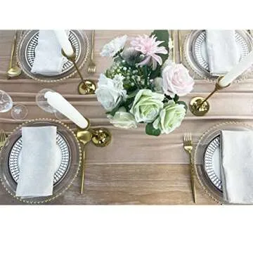 Luxurious Velvet Table Runner, 10ft Wedding Reception Decorations, 20x120inch Soft Velvet Fabric, Table Linen Overlay, Wedding Table Runners (Champagne, 20X120inch)