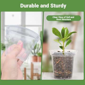 GREANER 4" Clear Nursery Pots - 30 Pack with Labels & Drainage