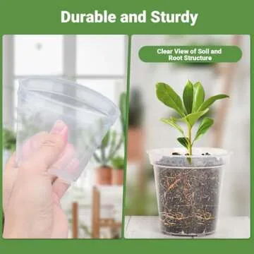GREANER 4" Clear Nursery Pots - 30 Pack with Labels & Drainage