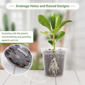GREANER 4" Clear Nursery Pots - 30 Pack with Labels & Drainage