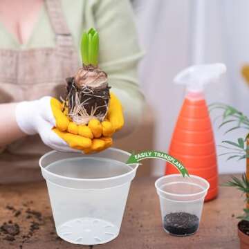 GREANER 4" Clear Nursery Pots - 30 Pack with Labels & Drainage