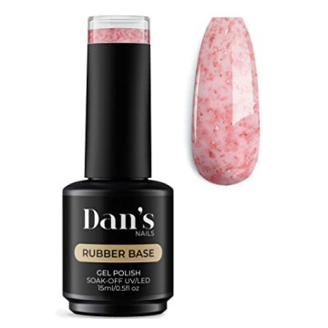 Dan's Nails 15ml Ballet Pink Gold Flakes Rubber Base Gel Coat Color | Soak off UV/LED Lamp for Profe...