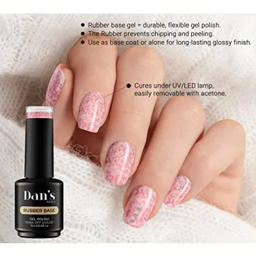 Dan's Nails Ballet Pink Gold Flakes Rubber Base Gel Coat