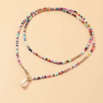 Vibrant Handmade Beaded Necklace - Adjustable Layered Design