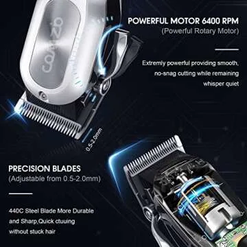 COMZIO® Hair Clippers for Men Professional,Cordless High-Performance Barber Clippers for Hair Cutti...