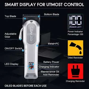 COMZIO® Hair Clippers for Men Professional,Cordless High-Performance Barber Clippers for Hair Cutting,Rechargeable Mens Hair Clippers,Home Haircut &Grooming Set with LED Display,Mens Gifts