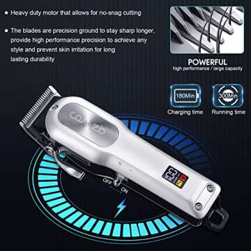 COMZIO® Hair Clippers for Men Professional,Cordless High-Performance Barber Clippers for Hair Cutting,Rechargeable Mens Hair Clippers,Home Haircut &Grooming Set with LED Display,Mens Gifts
