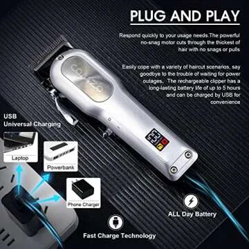COMZIO® Hair Clippers for Men Professional,Cordless High-Performance Barber Clippers for Hair Cutting,Rechargeable Mens Hair Clippers,Home Haircut &Grooming Set with LED Display,Mens Gifts