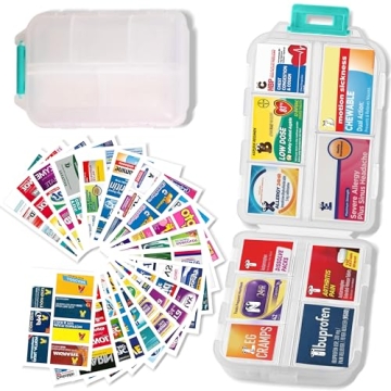 iouwei Pill Organizer with Medicine Labels Travel Daily Pill Container Mini Medication Organizer Sto...
