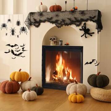 YRXRUS Pumpkin Pillows, Thanksgiving for Pumpkin Throw Pillows, White Pumpkin Shaped Pillow for Fall Room Decor, Teddy Cute 6x12 Inches Christmas Pillow, Thanksgiving Day, Accent Big Fall Pillows