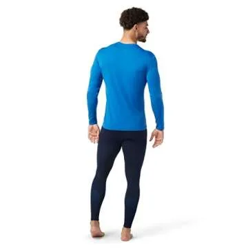 Smartwool Men's Classic Thermal Merino Wool Base Layer — Long Sleeve Crew (Slim Fit) Laguna Blue Heather, Medium