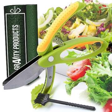 Salad Scissor Chopper, Stainless Steel Vegetable Slicer and Fruit Cutter, Salad Chopper, Heavy Duty ...