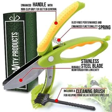 Salad Scissor Chopper, Stainless Steel Vegetable Slicer and Fruit Cutter, Salad Chopper, Heavy Duty Kitchen Salad Scissors, Multifunction Double Blade Salad Cutting Tool ner Large or Snap Cutter