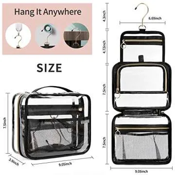 CUBETASTIC Hanging Toiletry Bag, Clear Makeup Bags for Travel Essentials TSA Approved Clear Bag Transparent Cosmetic Organizer Pouch for Women Men Portable Make Up Case with Handle