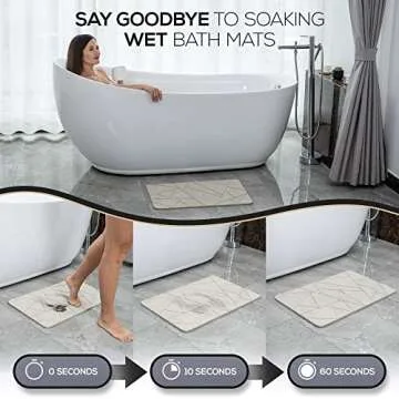 Della Premium Stone Bath Mat - Quick Drying Diatomite Shower Mat