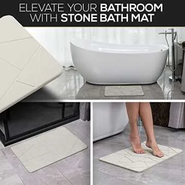 Della Premium Stone Bath Mat - Quick Drying Diatomite Shower Mat