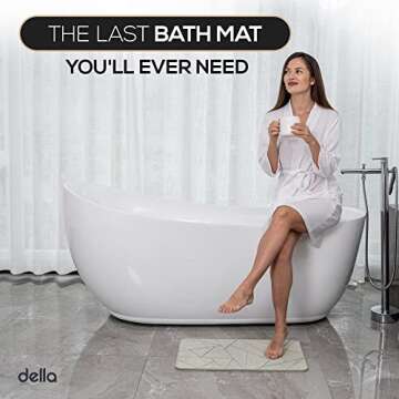 Della Premium Stone Bath Mat - Quick Drying Diatomite Shower Mat
