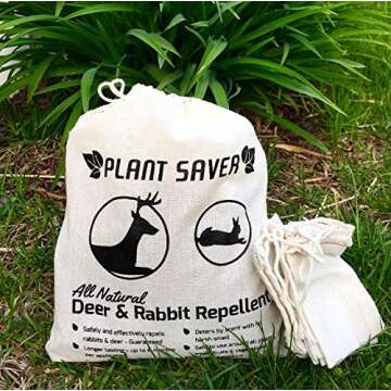 PLANT SAVER Deer & Rabbit Repellent – All-Natural, Scent-Based Protection – Safe for Pets & Plants – Lasts Up to 6 Months – Also Repels Elk, Moose & Rodents – 2 lbs with 10 Refillable Bags