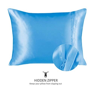 ShopBedding Luxury Satin Pillowcase for Hair – Standard Satin Pillowcase with Zipper, Jewel Blue (Pillowcase Set of 2) – Blissford