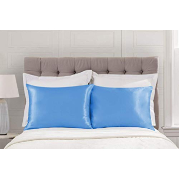 ShopBedding Luxury Satin Pillowcase for Hair – Standard Satin Pillowcase with Zipper, Jewel Blue (Pillowcase Set of 2) – Blissford