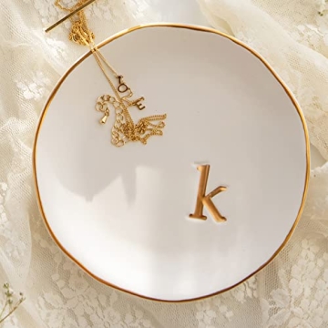 Elegant Monogrammed Ceramic Jewelry Tray for Gifts and Decor