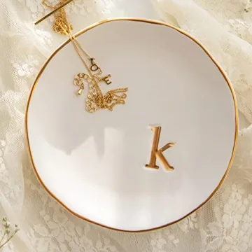 Elegant Monogrammed Ceramic Jewelry Tray for Gifts and Decor