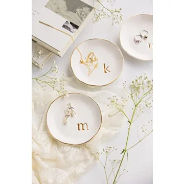 Elegant Monogrammed Ceramic Jewelry Tray for Gifts and Decor