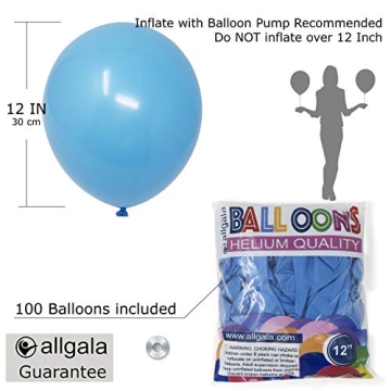 Allgala Latex Balloons - Premium 100ct Light Blue for Parties