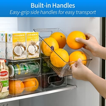Refrigerator Organizer Bins Set of 6 - Stackable Storage Solution