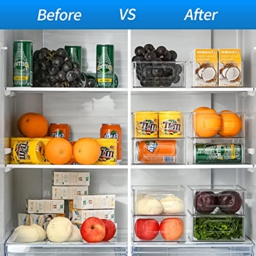 Refrigerator Organizer Bins Set of 6 - Stackable Storage Solution