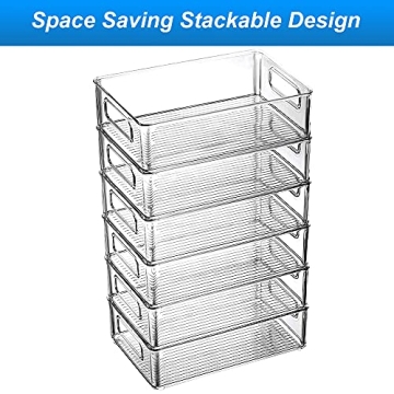 Refrigerator Organizer Bins Set of 6 - Stackable Storage Solution