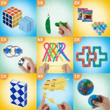 KIZCITY 72 Pcs Fidget Toys Pack for Kids, Pop Fidget Its Toy, Pop Push It Party Favors Small Mini Bulk Autism Sensory Toys, Stress Relief Autistic Toys Fidget Box Poppet Treasure Classroom Prizes
