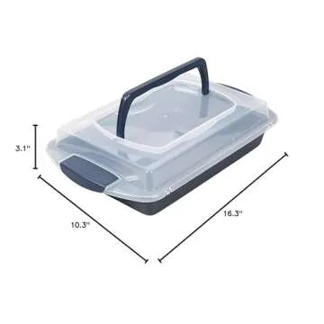 Wilton Non-Stick Diamond-Infused Navy Blue Oblong Baking Pan with Cover, 9 x 13-inch