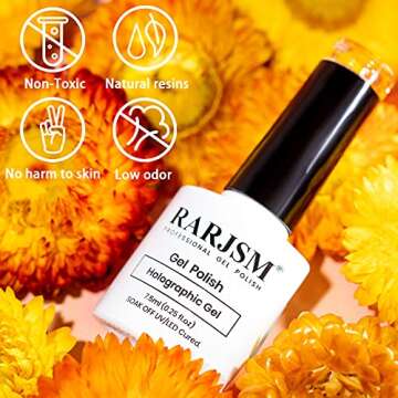RARJSM Holographic Nail Polish Classic Orange Gel Polish Soak off Nail Gel Ideal for Nail Salon DIY at Home UV LED Lamp Required