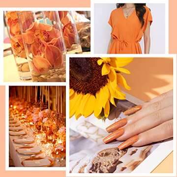 RARJSM Holographic Nail Polish Classic Orange Gel Polish Soak off Nail Gel Ideal for Nail Salon DIY at Home UV LED Lamp Required