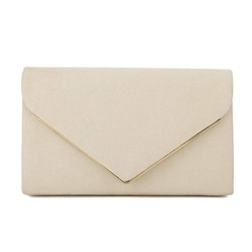 CHARMING TAILOR Faux Suede Clutch Bag Elegant Metal Binding Evening Purse for Wedding/Prom/Black-Tie...