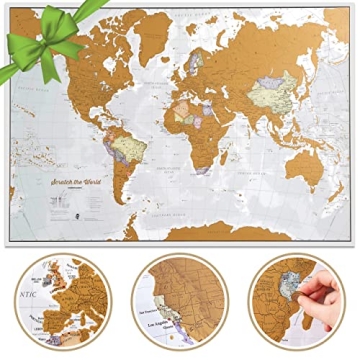 Scratch The World ® Travel Map - Scratch Off World Map Poster - X-Large 23 x 33 - Maps International - 50 Years of Map Making - Updated 2024 - Cartographic Detail Featuring Country & State Borders