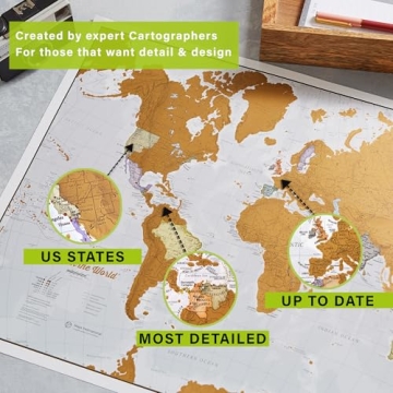 Scratch The World ® Travel Map - Scratch Off World Map Poster - X-Large 23 x 33 - Maps International - 50 Years of Map Making - Updated 2024 - Cartographic Detail Featuring Country & State Borders