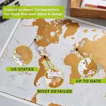 Scratch The World ® Travel Map - Scratch Off World Map Poster - X-Large 23 x 33 - Maps International - 50 Years of Map Making - Updated 2024 - Cartographic Detail Featuring Country & State Borders