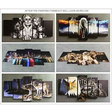 john psarris Dionysios Print Framed Canvas Jimi Hendrix 5 Pieces Wall Art Decor Ready to Hang on The...